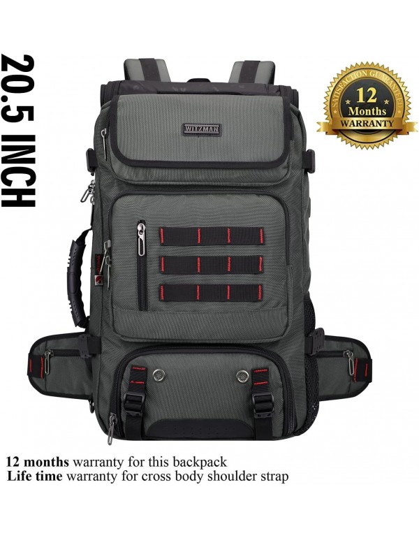 WITZMAN Carry on TraveL Backpack for Men Airline Approved Convertible Nylon Duffle Backpack Luggage Bag (B682 Blackish Green)