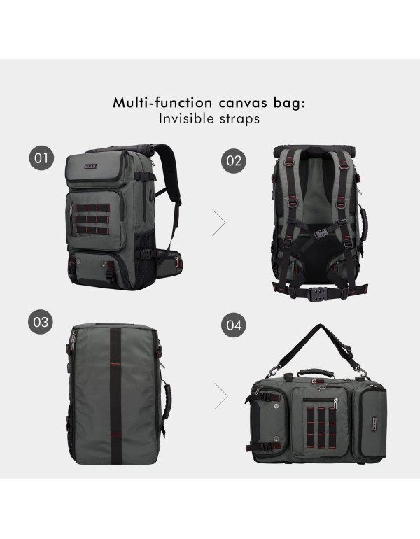 WITZMAN Carry on TraveL Backpack for Men Airline Approved Convertible Nylon Duffle Backpack Luggage Bag (B682 Blackish Green)