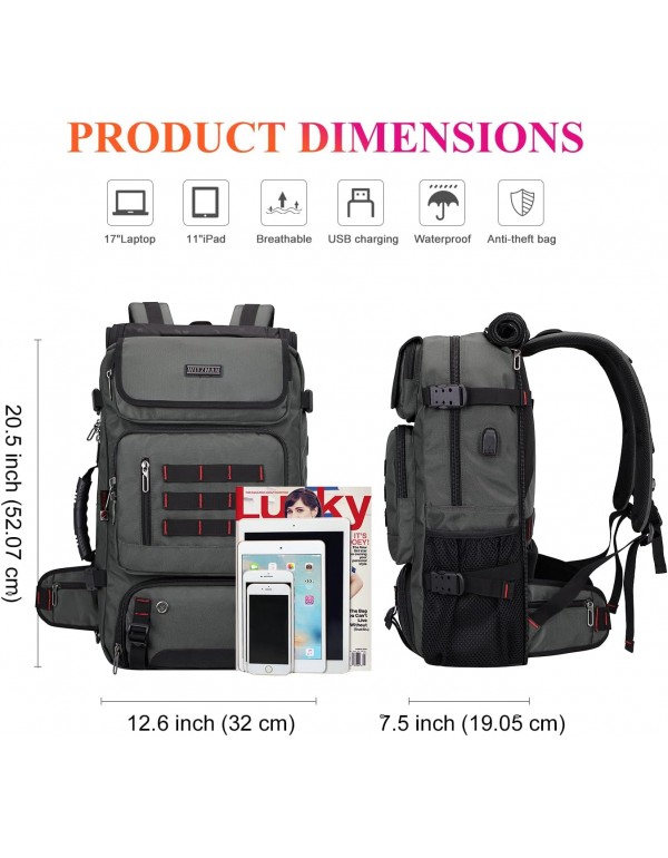 WITZMAN Carry on TraveL Backpack for Men Airline Approved Convertible Nylon Duffle Backpack Luggage Bag (B682 Blackish Green)