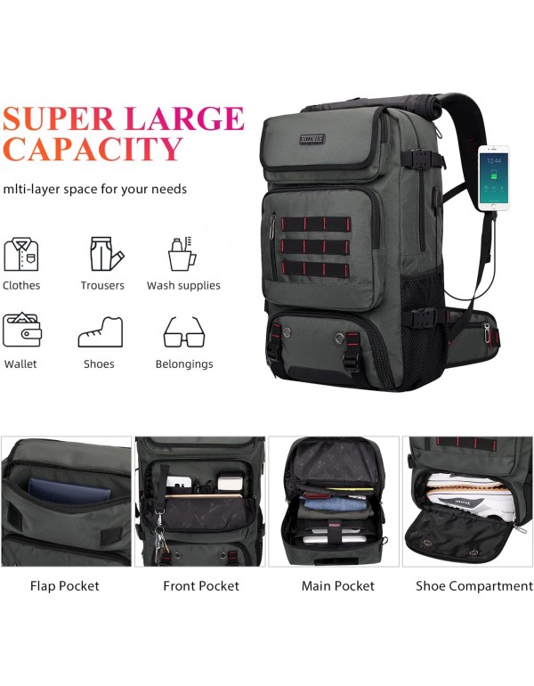 WITZMAN Carry on TraveL Backpack for Men Airline Approved Convertible Nylon Duffle Backpack Luggage Bag (B682 Blackish Green)