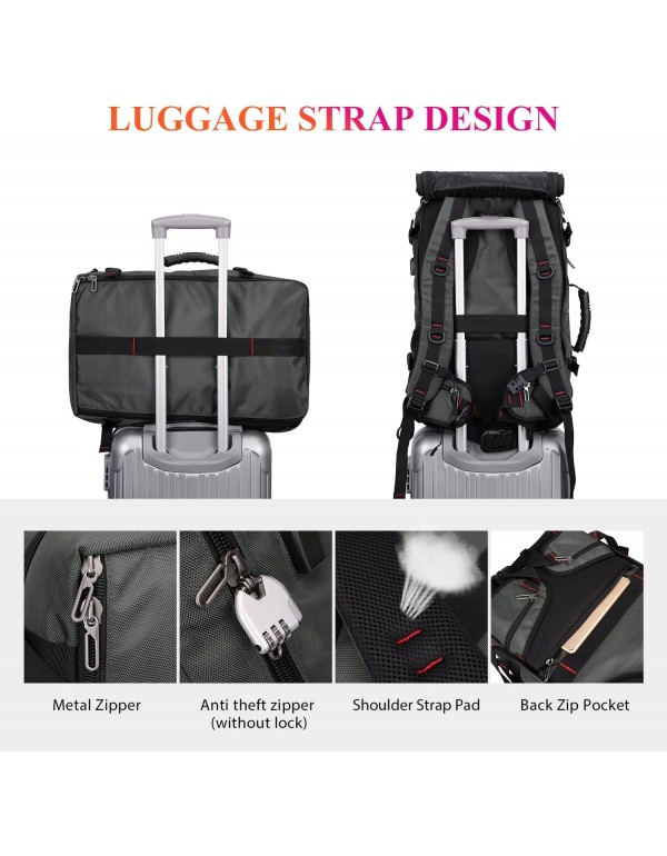 WITZMAN Carry on TraveL Backpack for Men Airline Approved Convertible Nylon Duffle Backpack Luggage Bag (B682 Blackish Green)