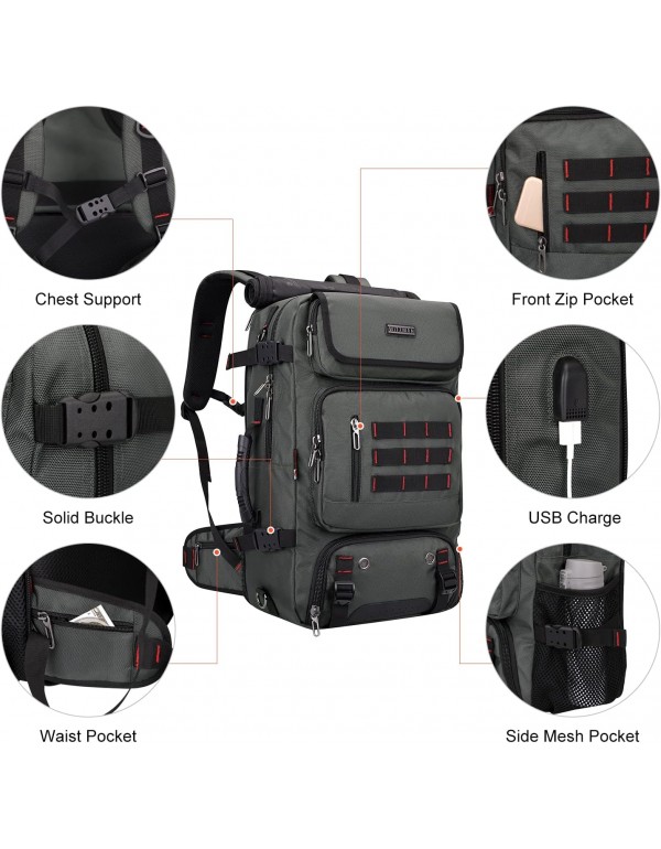 WITZMAN Carry on TraveL Backpack for Men Airline Approved Convertible Nylon Duffle Backpack Luggage Bag (B682 Blackish Green)