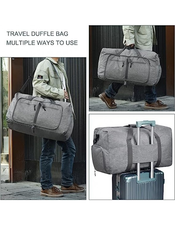 Travel Duffle Bag for Men - Foldable Duffel Bag with Shoes Compartment - Overnight Bags Waterproof & Tear Resistant
