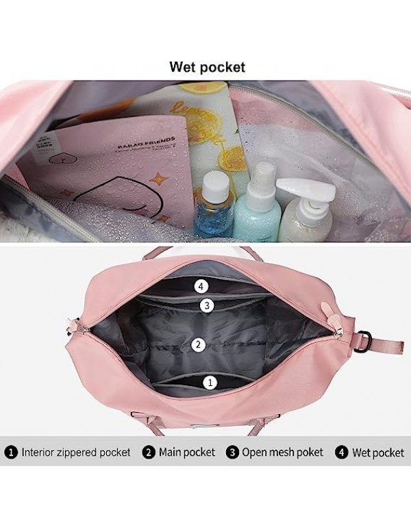 Travel Duffel Bag, Sports Tote Gym Bag, Shoulder Weekender Overnight Bag for Women