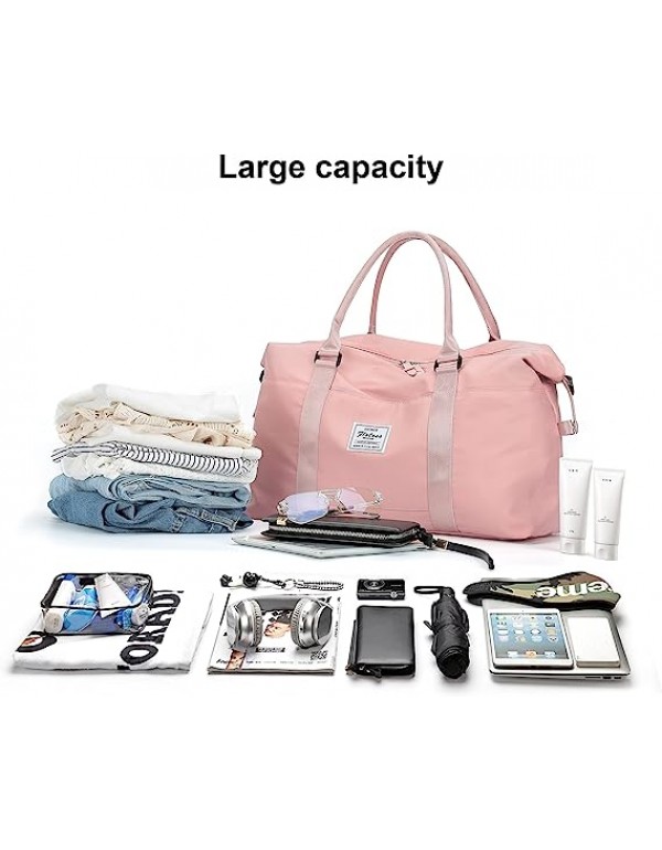 Travel Duffel Bag, Sports Tote Gym Bag, Shoulder Weekender Overnight Bag for Women
