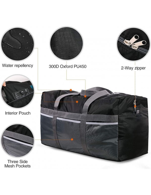 REDCAMP Extra Large Duffle Bag Lightweight, 96L Water Resistant Travel Duffle Bag Foldable for Men Women, Black