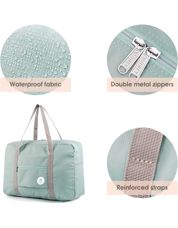 Narwey For Spirit Airlines Foldable Travel Duffel Bag Tote Carry on Luggage Sport Duffle Weekender Overnight for Women and Girls (1112 Mint Green)
