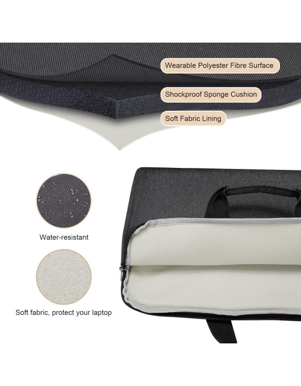 BERTASCHE Laptop Bag 17 17.3 inch, Laptop Case Sleeve Computer Bag, Water-resistant Laptop Carrying Case Notebook Briefcase w/Shoulder Strap Compatible with HP/Asus/Lenovo/Acer/Dell, Grey