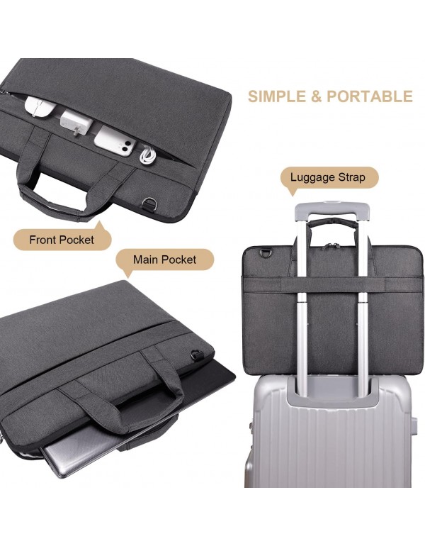 BERTASCHE Laptop Bag 17 17.3 inch, Laptop Case Sleeve Computer Bag, Water-resistant Laptop Carrying Case Notebook Briefcase w/Shoulder Strap Compatible with HP/Asus/Lenovo/Acer/Dell, Grey