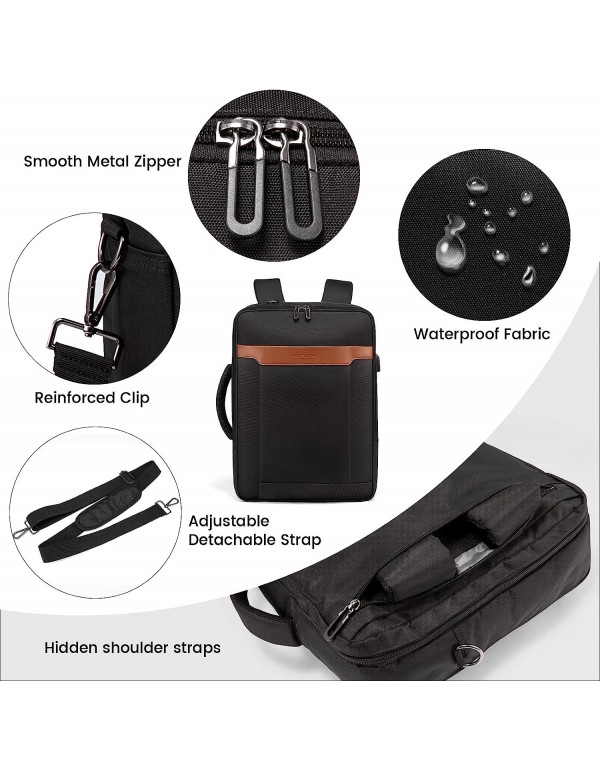 LOVEVOOK Convertible Laptop Backpack Bag, 3 in 1 Men’s Messenger Bag Business Briefcases Fits 15.6 Inch Laptop, Shoulder Bags Computer Backpacks for Travel College Office for Men Women, Black