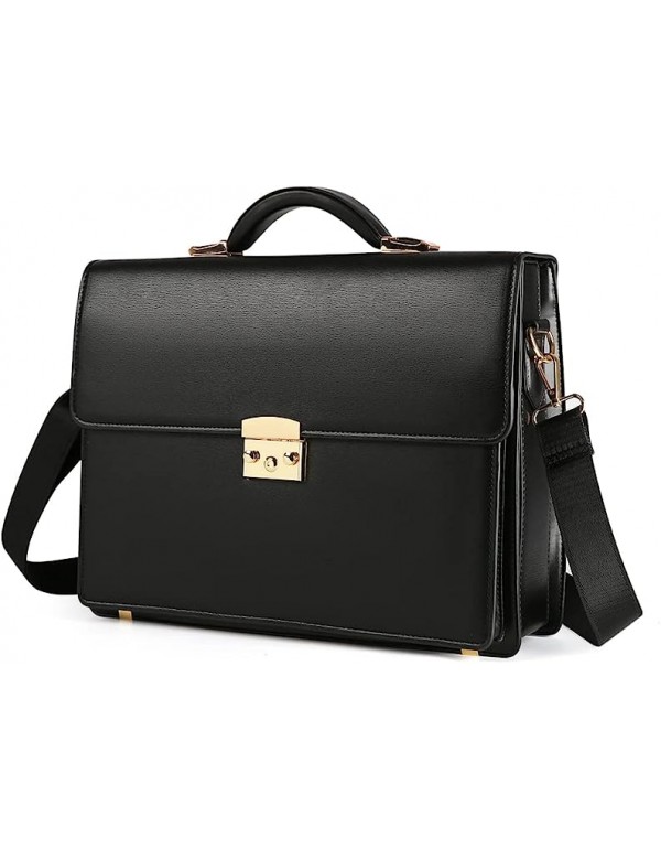 Ecentaur Mens Briefcase Leather Locking Briefcases for Men Business Laptop Messenger Bag