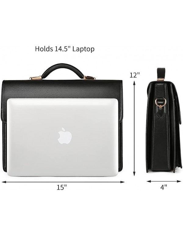 Ecentaur Mens Briefcase Leather Locking Briefcases for Men Business Laptop Messenger Bag